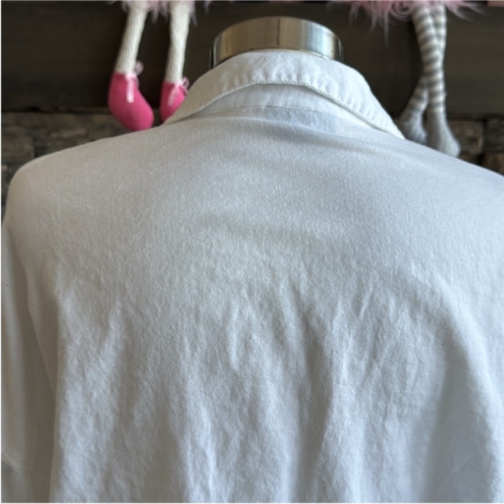 Topshop White Boxy Button Down Shirt with Notched Collar - Picture 5 of 13